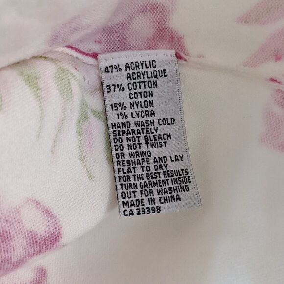 Knitme boat neckline pink berry green leafs sweater Medium @X - Picture 8 of 9